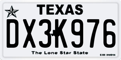 TX license plate DX3K976