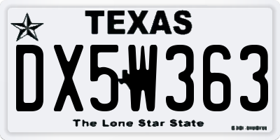 TX license plate DX5W363