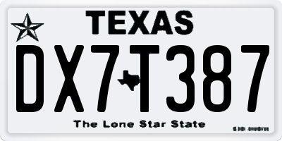 TX license plate DX7T387