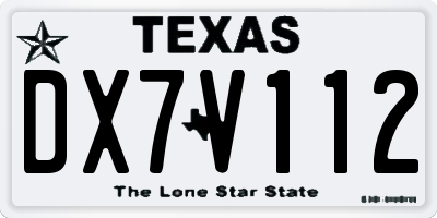 TX license plate DX7V112