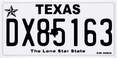 TX license plate DX85163