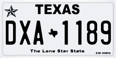 TX license plate DXA1189