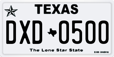 TX license plate DXD0500