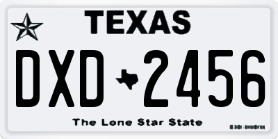 TX license plate DXD2456