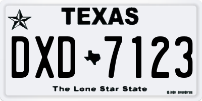 TX license plate DXD7123