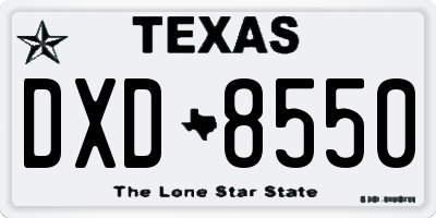 TX license plate DXD8550