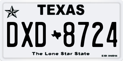 TX license plate DXD8724