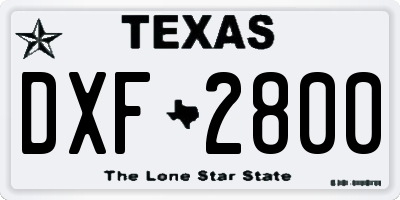 TX license plate DXF2800