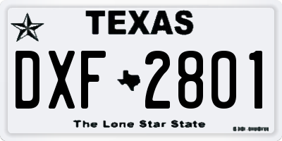 TX license plate DXF2801