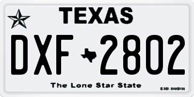 TX license plate DXF2802
