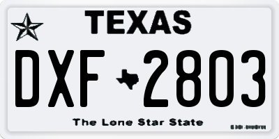 TX license plate DXF2803