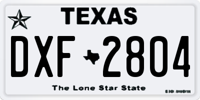 TX license plate DXF2804