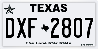 TX license plate DXF2807