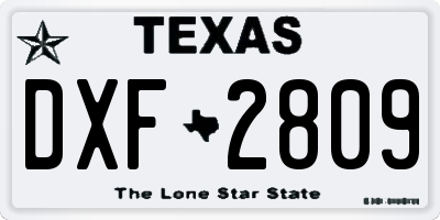 TX license plate DXF2809