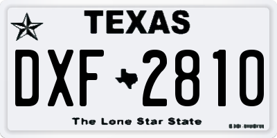 TX license plate DXF2810