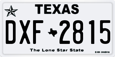 TX license plate DXF2815