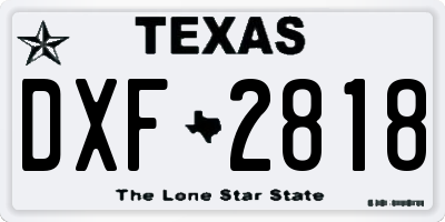 TX license plate DXF2818