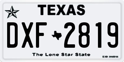 TX license plate DXF2819