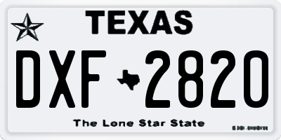 TX license plate DXF2820