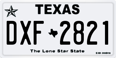 TX license plate DXF2821