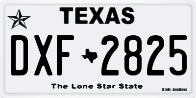 TX license plate DXF2825