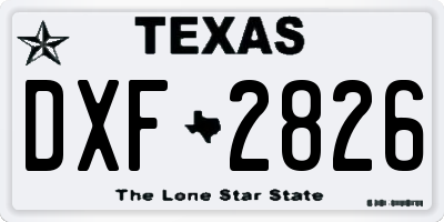 TX license plate DXF2826
