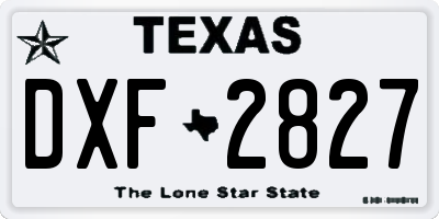 TX license plate DXF2827
