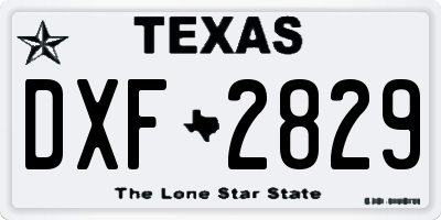 TX license plate DXF2829