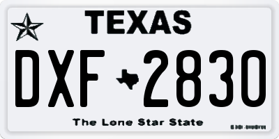 TX license plate DXF2830