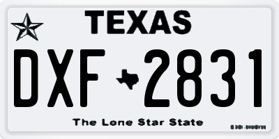 TX license plate DXF2831