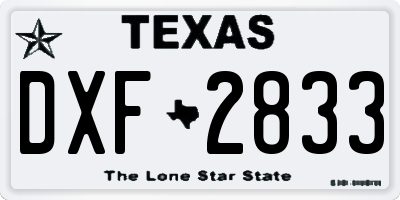 TX license plate DXF2833