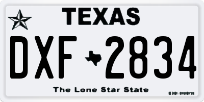 TX license plate DXF2834