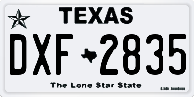 TX license plate DXF2835