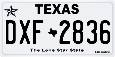 TX license plate DXF2836