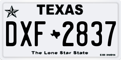 TX license plate DXF2837