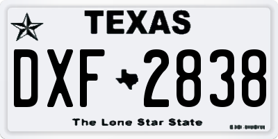 TX license plate DXF2838