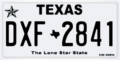 TX license plate DXF2841