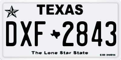 TX license plate DXF2843