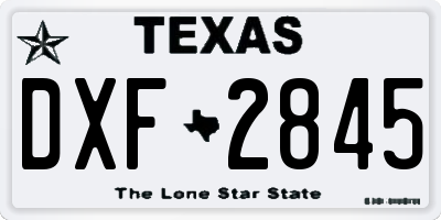 TX license plate DXF2845