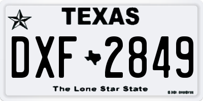 TX license plate DXF2849