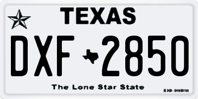 TX license plate DXF2850