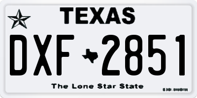 TX license plate DXF2851