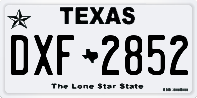 TX license plate DXF2852