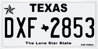 TX license plate DXF2853