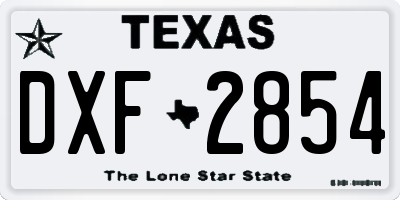TX license plate DXF2854