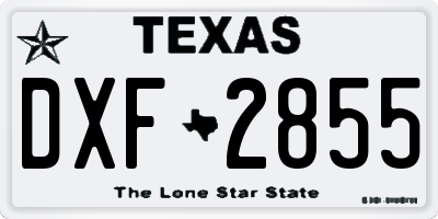 TX license plate DXF2855