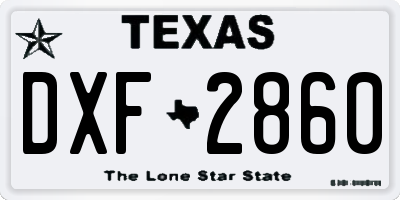 TX license plate DXF2860
