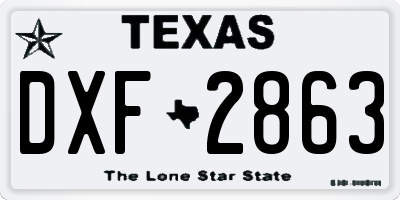 TX license plate DXF2863