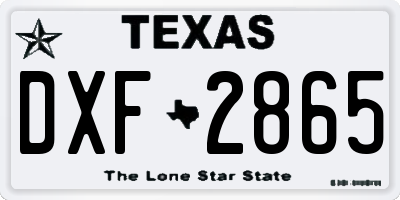 TX license plate DXF2865