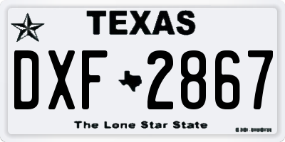 TX license plate DXF2867